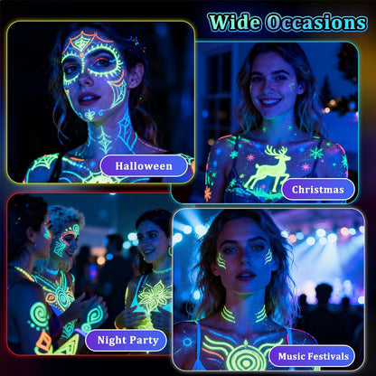 🎉 Neujahrsgeschenk – 50% RABATT!UV-Leucht-Gesichts & Körpermalstifte – 12 Farben Neon-Leuchteffekt für Partys & Feiern