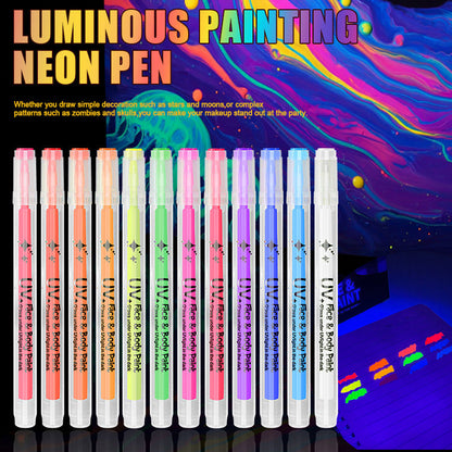 🎉 Neujahrsgeschenk – 50% RABATT!UV-Leucht-Gesichts & Körpermalstifte – 12 Farben Neon-Leuchteffekt für Partys & Feiern