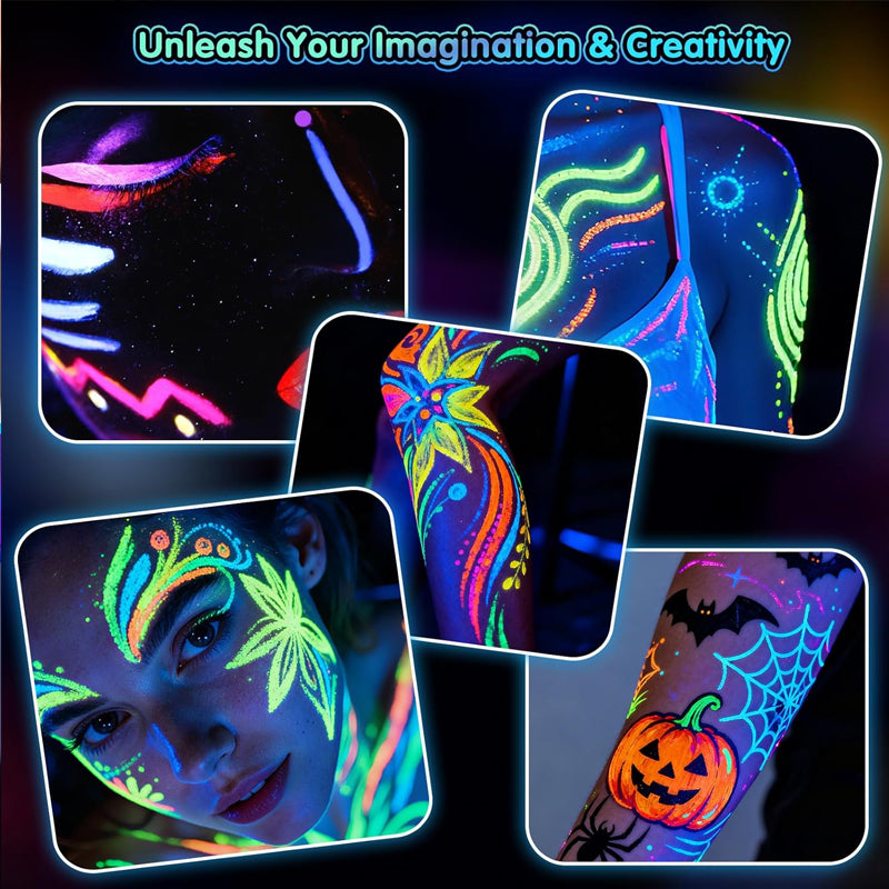 🎉 Neujahrsgeschenk – 50% RABATT!UV-Leucht-Gesichts & Körpermalstifte – 12 Farben Neon-Leuchteffekt für Partys & Feiern