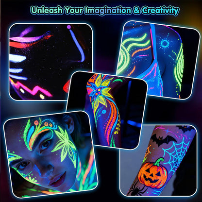 🎉 Neujahrsgeschenk – 50% RABATT!UV-Leucht-Gesichts & Körpermalstifte – 12 Farben Neon-Leuchteffekt für Partys & Feiern
