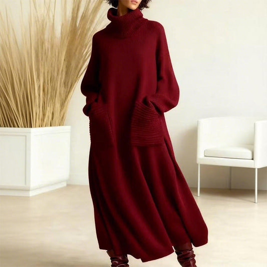 💘 Valentinstagsangebot: 50% Rabatt! 🧶 Damen-Rollkragen-Strickkleid: Weich, warm & mit großen Taschen – elegant für Alltag & Anlässe (kein extra Schal nötig!)
