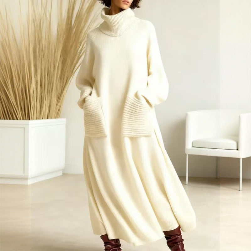 💘 Valentinstagsangebot: 50% Rabatt! 🧶 Damen-Rollkragen-Strickkleid: Weich, warm & mit großen Taschen – elegant für Alltag & Anlässe (kein extra Schal nötig!)