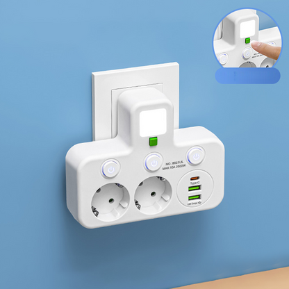 🎉 Neujahrsgeschenk – 50% RABATT!🔌Kein Kabelchaos & Ende mit dem Steckdose-Mangel!Intelligente Steckdosenleiste mit USB-Anschlüssen + Nachtlicht & individuellen Schaltern – dein kompakter Lade-Hub für Zuhause & Reise ✨