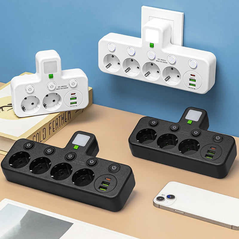 🎉 Neujahrsgeschenk – 50% RABATT!🔌Kein Kabelchaos & Ende mit dem Steckdose-Mangel!Intelligente Steckdosenleiste mit USB-Anschlüssen + Nachtlicht & individuellen Schaltern – dein kompakter Lade-Hub für Zuhause & Reise ✨