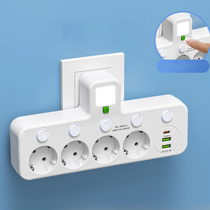 🎉 Neujahrsgeschenk – 50% RABATT!🔌Kein Kabelchaos & Ende mit dem Steckdose-Mangel!Intelligente Steckdosenleiste mit USB-Anschlüssen + Nachtlicht & individuellen Schaltern – dein kompakter Lade-Hub für Zuhause & Reise ✨