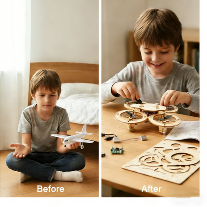 🎉 Neujahrsgeschenk – 50% RABATT!✈️ DIY-Holzdrohnen-Bausatz: Lernspaß + Höhenhalte-Technologie – sicher & stabil für Anfänger!