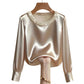 💘 Valentinstagsangebot: 50% Rabatt! ✨ Damen-Satin-Bluse mit Perlenkragen: Glänzend & elegant – perfekt für Büro & Abend