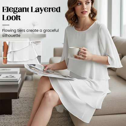 🌞Frühlingserwachen: 50% Rabatt!👗Elegantes Damenkleid mit Rüschenärmeln & Lagen-Design: Bequem, pflegeleicht & vielseitig für jeden Anlass