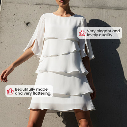 🌞Frühlingserwachen: 50% Rabatt!👗Elegantes Damenkleid mit Rüschenärmeln & Lagen-Design: Bequem, pflegeleicht & vielseitig für jeden Anlass