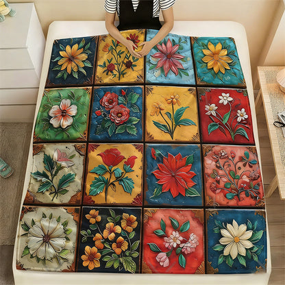 Kuschelige und weiche Flanelldecke mit Blumenmuster