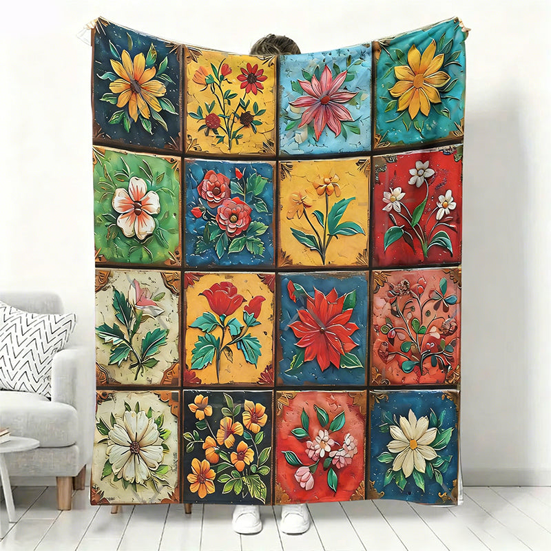 Kuschelige und weiche Flanelldecke mit Blumenmuster