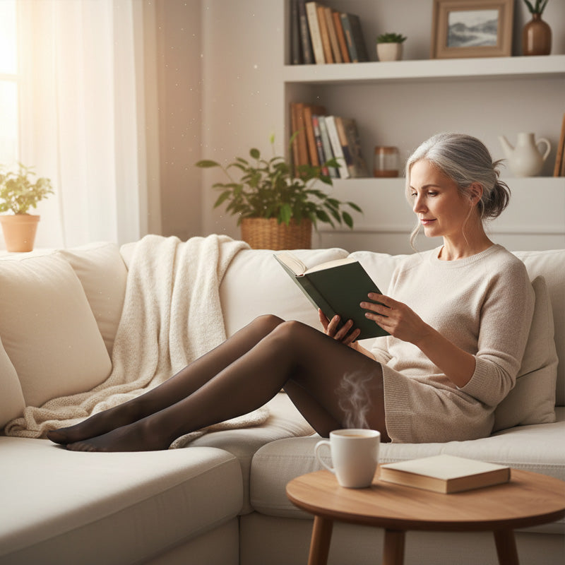 🌞Frühlingserwachen: 50% Rabatt!✨Verführerische 8D Öl-Glanz Strumpfhose: High-Waist Tights mit eleganter Rosen-Spitze