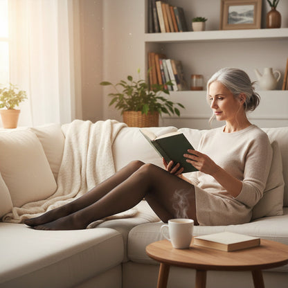 🌞Frühlingserwachen: 50% Rabatt!✨Verführerische 8D Öl-Glanz Strumpfhose: High-Waist Tights mit eleganter Rosen-Spitze