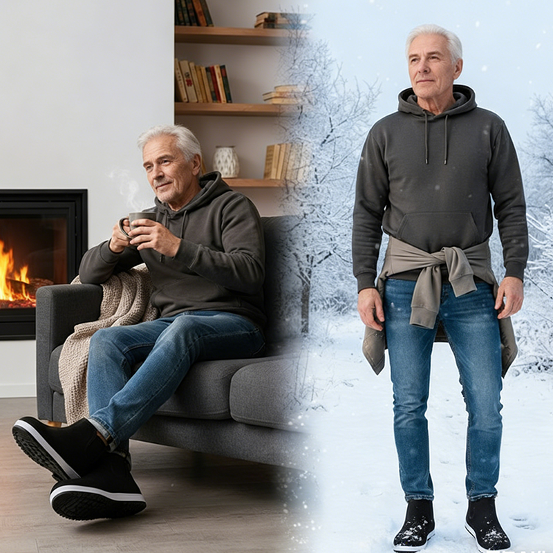 🎉 Neujahrsgeschenk – 50% RABATT!🧦 Thermoschuhe: Warm + Schmerzlindernd – flexibel für breite Füße (mit 5 Paar Socken!)
