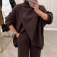 💘 Valentinstagsangebot: 50% Rabatt! 🧶 Damen-Oversize-Set: Asymmetrischer Pullover + Hose – weich, lässig & stylisch für jeden Tag