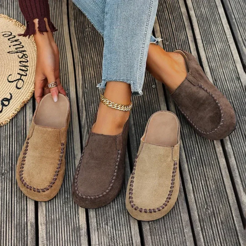 🎉 Neujahrsgeschenk – 50% RABATT!👡 Damen-Breite Mules-Hausschuhe: Slip-On + Stützende Sohle – retro & bequem für Frühling/Herbst