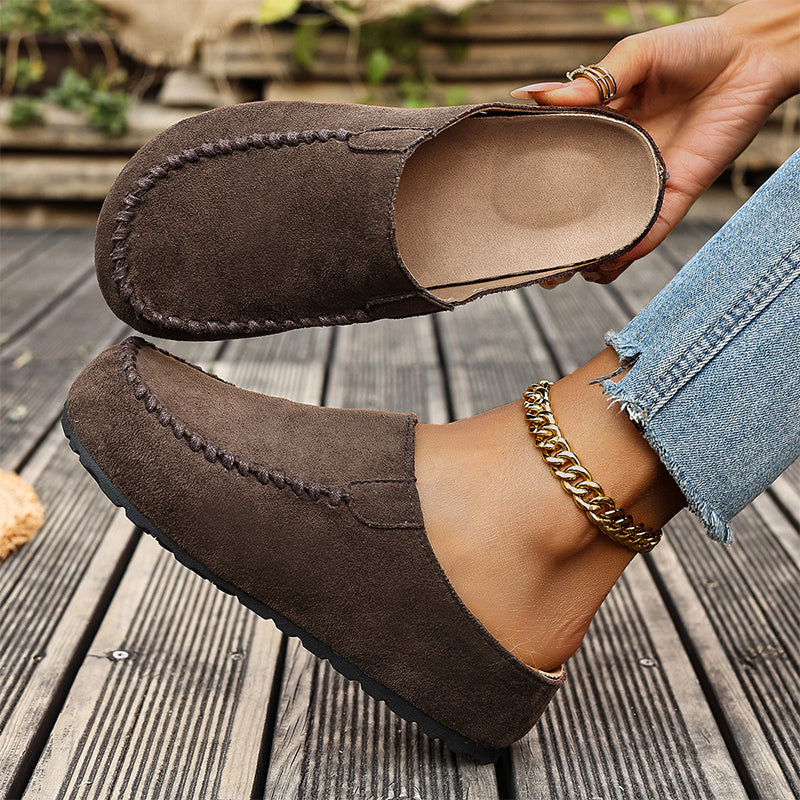 🎉 Neujahrsgeschenk – 50% RABATT!👡 Damen-Breite Mules-Hausschuhe: Slip-On + Stützende Sohle – retro & bequem für Frühling/Herbst