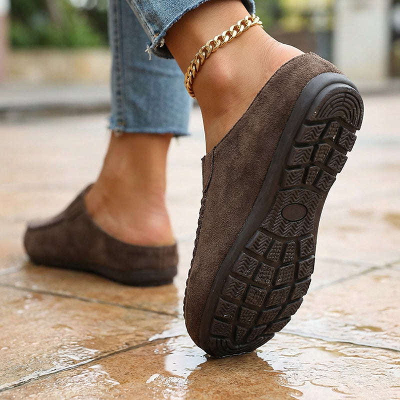 🎉 Neujahrsgeschenk – 50% RABATT!👡 Damen-Breite Mules-Hausschuhe: Slip-On + Stützende Sohle – retro & bequem für Frühling/Herbst