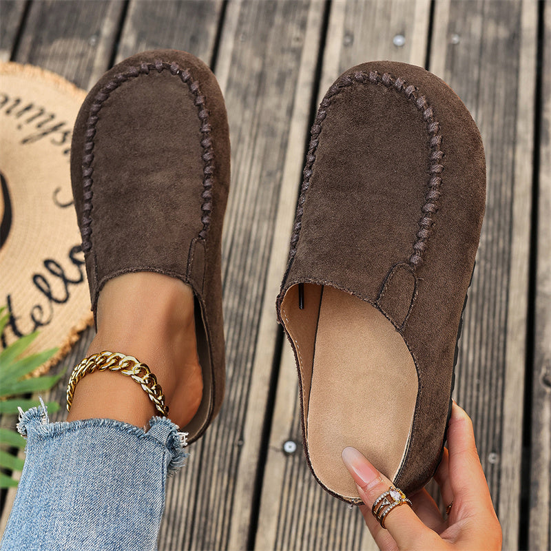 🎉 Neujahrsgeschenk – 50% RABATT!👡 Damen-Breite Mules-Hausschuhe: Slip-On + Stützende Sohle – retro & bequem für Frühling/Herbst
