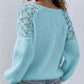 🎉 Neujahrsgeschenk – 50% RABATT! Damen-Strickpullover mit Häkelspitze & Laternenärmeln: Plüschig, schulterfrei & vielseitig