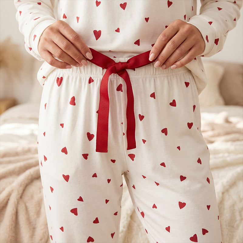 💘 Valentinstagsangebot: 50% Rabatt! 🧸 Damen-Pyjama-Set mit Herzprint: Weich, entspannt & perfekt für entspannte Abende