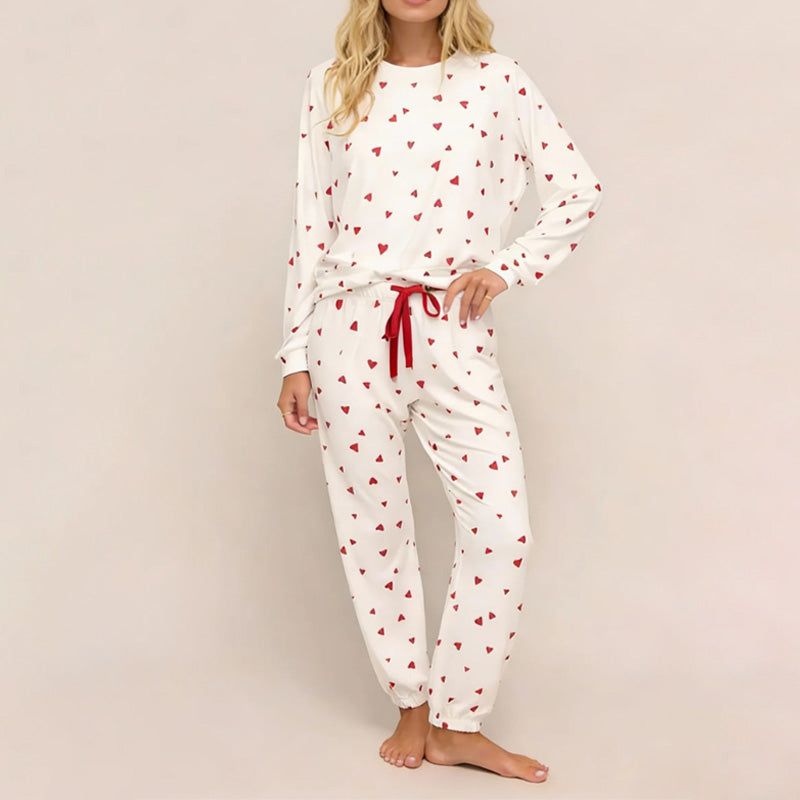 💘 Valentinstagsangebot: 50% Rabatt! 🧸 Damen-Pyjama-Set mit Herzprint: Weich, entspannt & perfekt für entspannte Abende