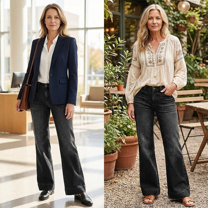 🎉 Neujahrsgeschenk – 50% RABATT!👖Retro Flare Jeans für Damen – Schlankmachender Effekt, Komfort-Stretch & Nützliche Taschen