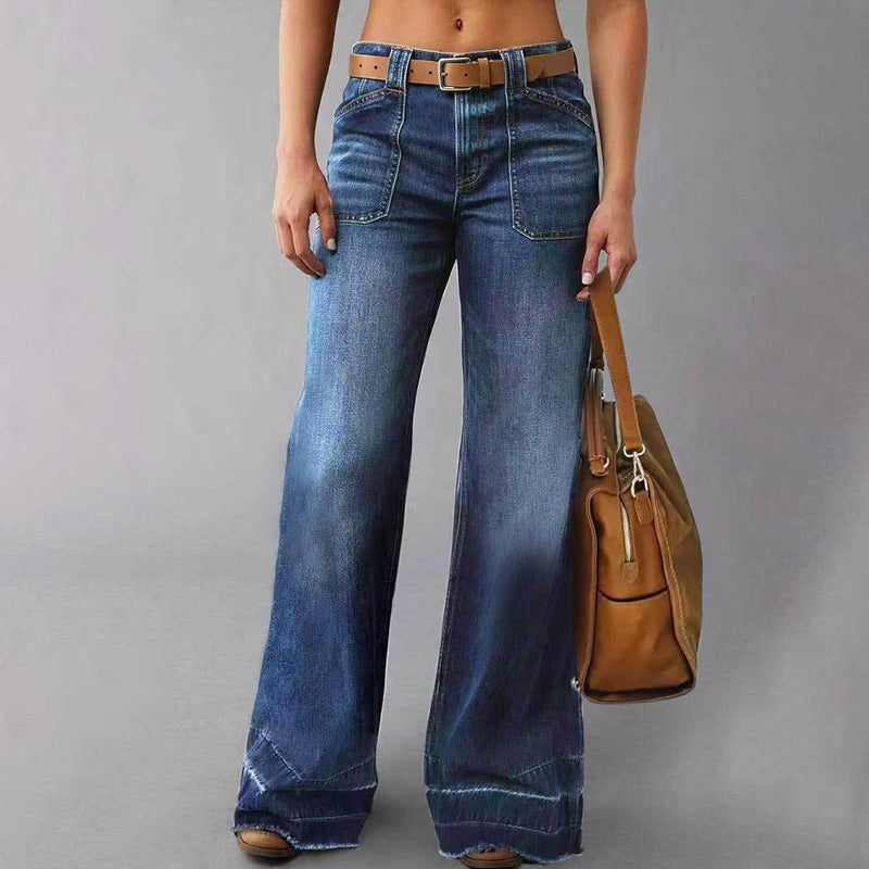 🎉 Neujahrsgeschenk – 50% RABATT!👖Retro Flare Jeans für Damen – Schlankmachender Effekt, Komfort-Stretch & Nützliche Taschen