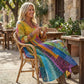 🎉 Neujahrsgeschenk – 50% RABATT!🌈 Damen-Patchwork-Kleid mit V-Ausschnitt: Bunt, bequem & bohemian-stilvoll für jeden Anlass