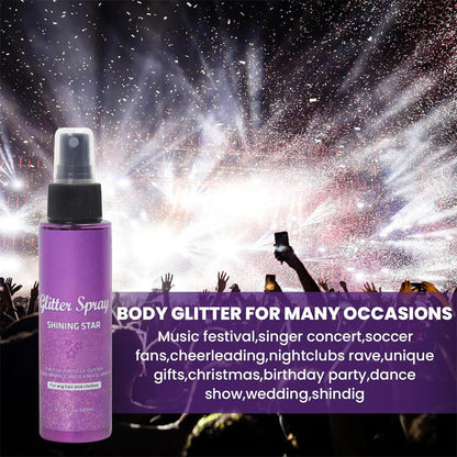 🎉 Neujahrsgeschenk – 50% RABATT!✨ Shining Star Glitter Spray: Haar & Lichaam – Langdurige glans & huidvriendelijk
