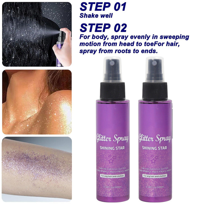 🎉 Neujahrsgeschenk – 50% RABATT!✨ Shining Star Glitter Spray: Haar & Lichaam – Langdurige glans & huidvriendelijk