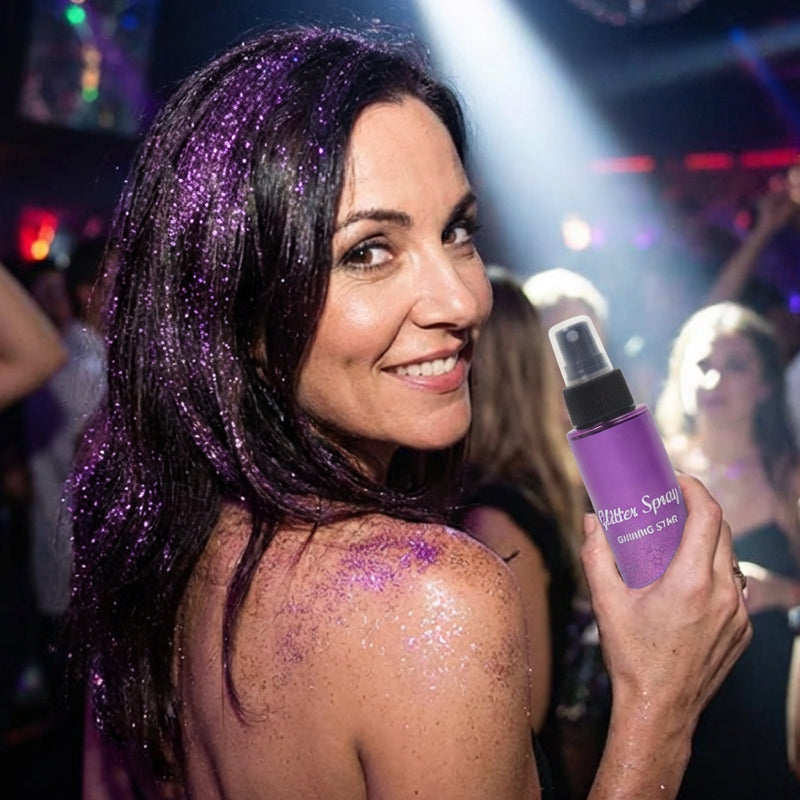 🎉 Neujahrsgeschenk – 50% RABATT!✨ Shining Star Glitter Spray: Haar & Lichaam – Langdurige glans & huidvriendelijk