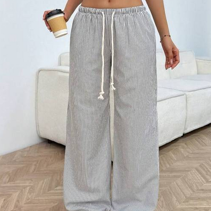 🎉 Neujahrsgeschenk – 50% RABATT!👖Damen gestreifte Weithose: Vertikale Streifen + Kordelzug – bequem & schlankmachend für den Sommer