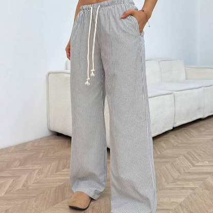 🎉 Neujahrsgeschenk – 50% RABATT!👖Damen gestreifte Weithose: Vertikale Streifen + Kordelzug – bequem & schlankmachend für den Sommer