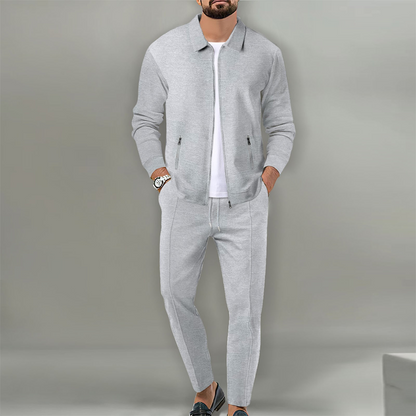 Herren stilvolles 2-teiliges Set: Jacke mit Hemdkragen und Jogginghose