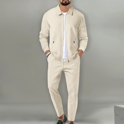 Herren stilvolles 2-teiliges Set: Jacke mit Hemdkragen und Jogginghose