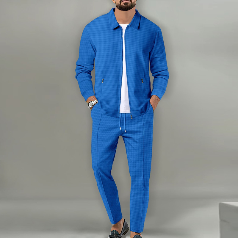 Herren stilvolles 2-teiliges Set: Jacke mit Hemdkragen und Jogginghose