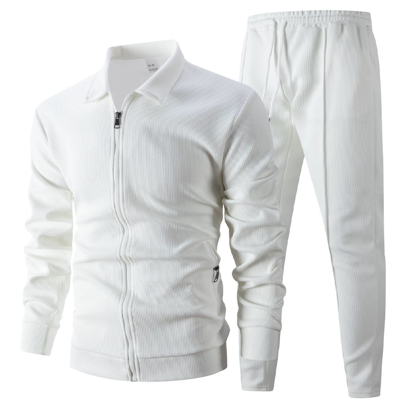 Herren stilvolles 2-teiliges Set: Jacke mit Hemdkragen und Jogginghose
