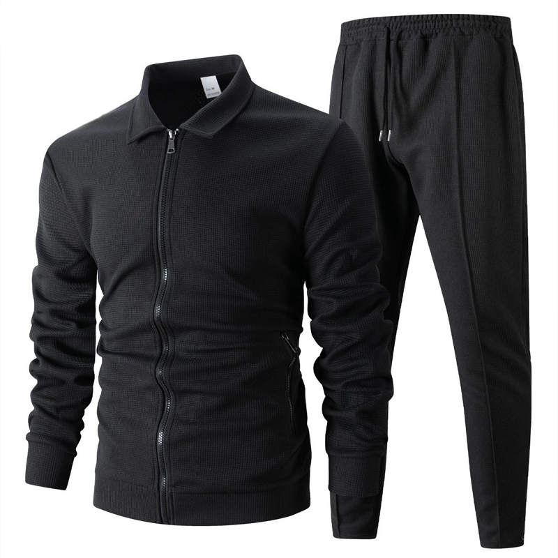 Herren stilvolles 2-teiliges Set: Jacke mit Hemdkragen und Jogginghose