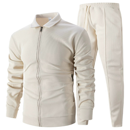 Herren stilvolles 2-teiliges Set: Jacke mit Hemdkragen und Jogginghose