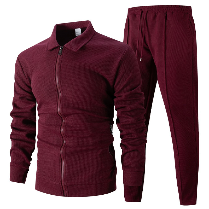 Herren stilvolles 2-teiliges Set: Jacke mit Hemdkragen und Jogginghose