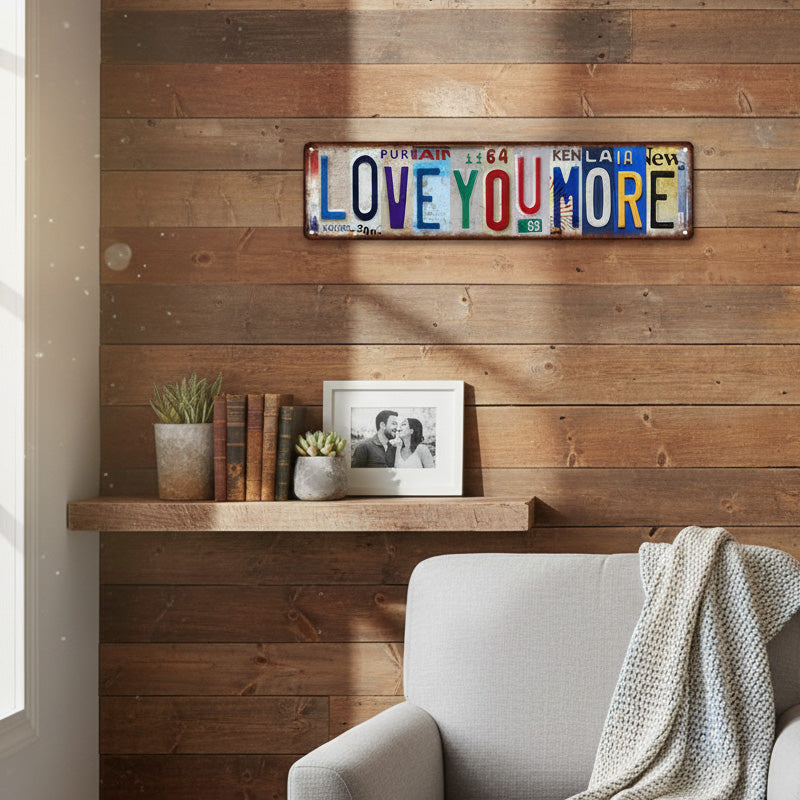 💘 Valentinstagsangebot: 50% Rabatt!💖 Nostalgisches "Love You More"-Nummernschild aus Blech – rustikale Wanddekoration & perfektes Geschenk!