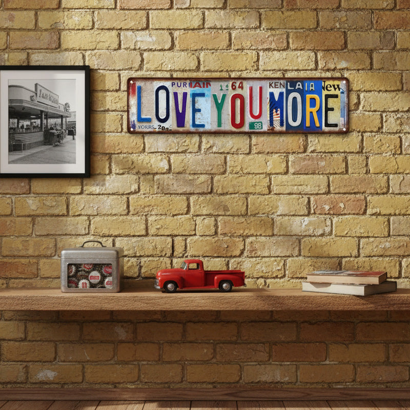💘 Valentinstagsangebot: 50% Rabatt!💖 Nostalgisches "Love You More"-Nummernschild aus Blech – rustikale Wanddekoration & perfektes Geschenk!