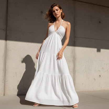🌞Frühlingserwachen: 50% Rabatt!👗Halsfreies, rückenfreies Layering-Maxikleid – Bohemian Chic & fließend bequem!