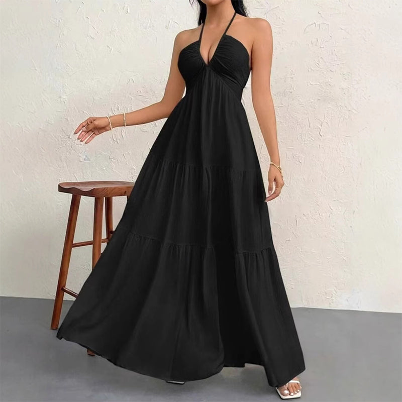 🌞Frühlingserwachen: 50% Rabatt!👗Halsfreies, rückenfreies Layering-Maxikleid – Bohemian Chic & fließend bequem!