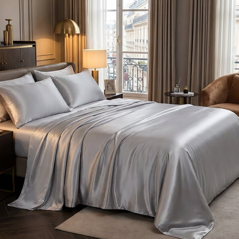 🌞Frühlingserwachen: 50% Rabatt!🛏️ Unifarbenes Satin-Spannbettlaken | Haar- & hautfreundlich | Temperaturausgleichend | Langlebig & maschinenwaschbar