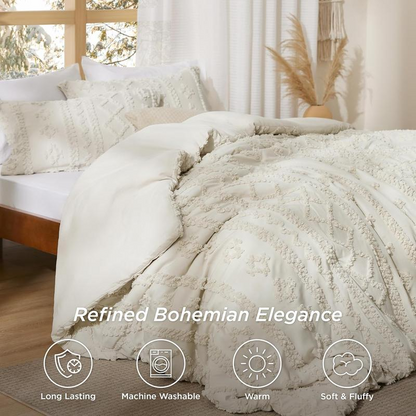 🌞Frühlingserwachen: 50% Rabatt!🛏️ Gemütliches 3-teiliges Bettwäscheset | Boho-Jacquard-Muster | Extrawеich & maschinenwaschbar | Raffinierter Schlafzimmer-Stil