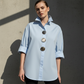 🌞Frühlingserwachen: 50% Rabatt!👚 Damen Oversized Bluse mit großen Metallknöpfen: Stehkragen – Statement-Piece für Büro & Freizeit