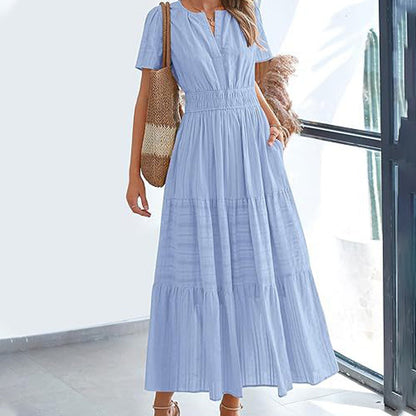🌞Frühlingserwachen: 50% Rabatt!🌿 Damen Lässiges Maxikleid aus 100% Baumwolle – Sommerleicht, figurbetont & pflegeleicht für Strand & Brunch