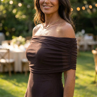 🌞Frühlingserwachen: 50% Rabatt!👗 Elegantes schulterfreies Maxikleid: Durchsichtiger Überrock + Anti-Rutsch-Griff – Verträumt & sicher für Gala & Strand